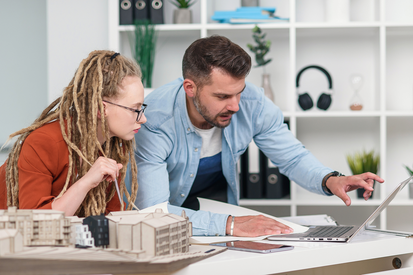 Development company team during AI training