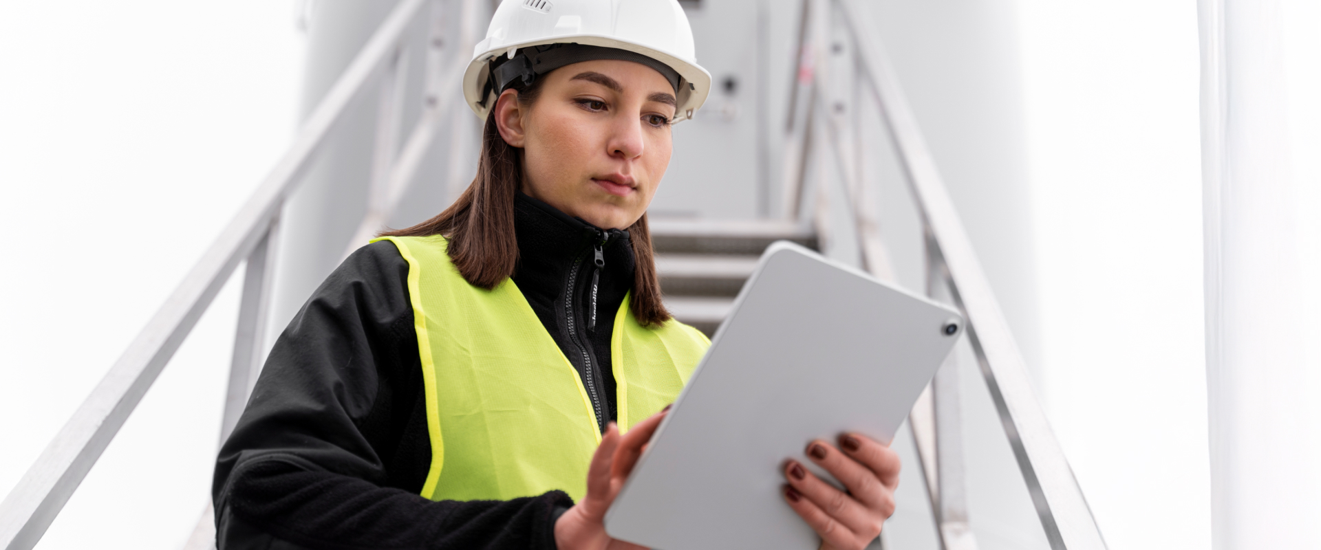 Facility manager reviewing issues on a tablet